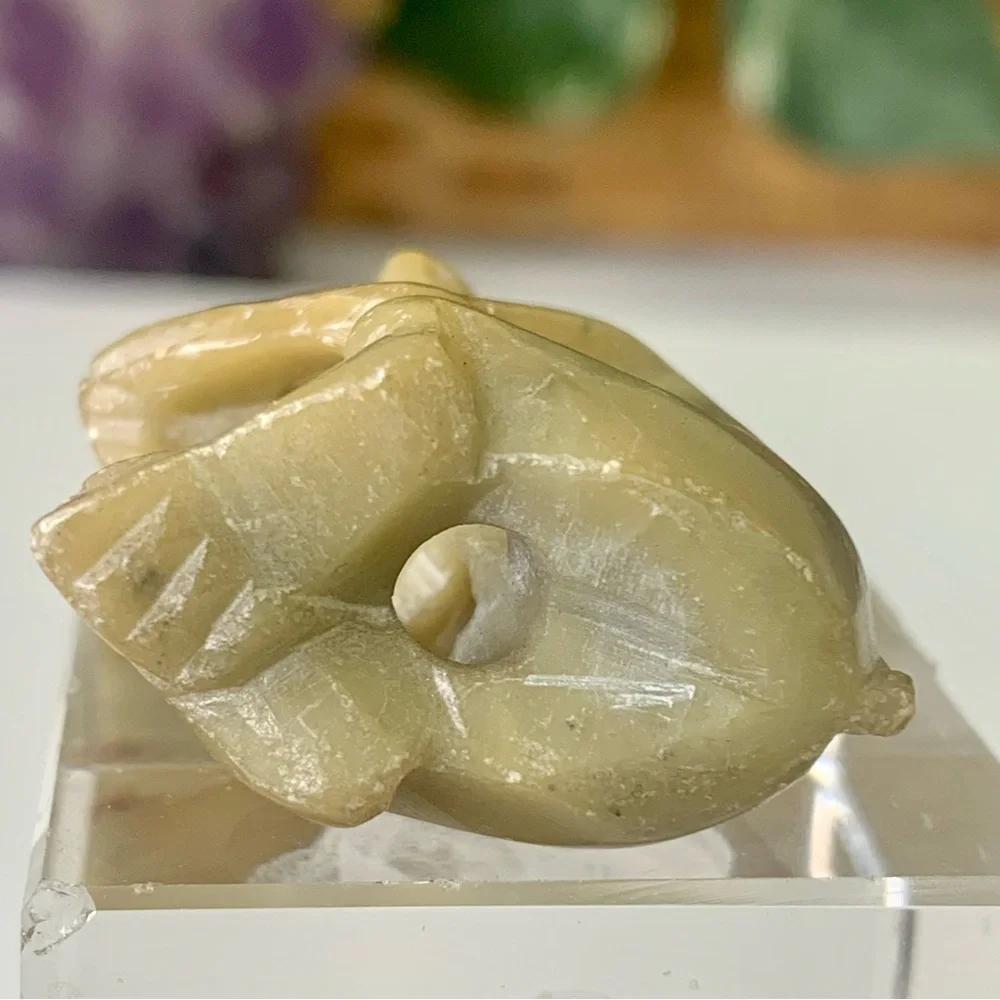 Vintage Soapstone Monkey Figurine Hand Carved Miniature Animal Stone Carving 1.5
